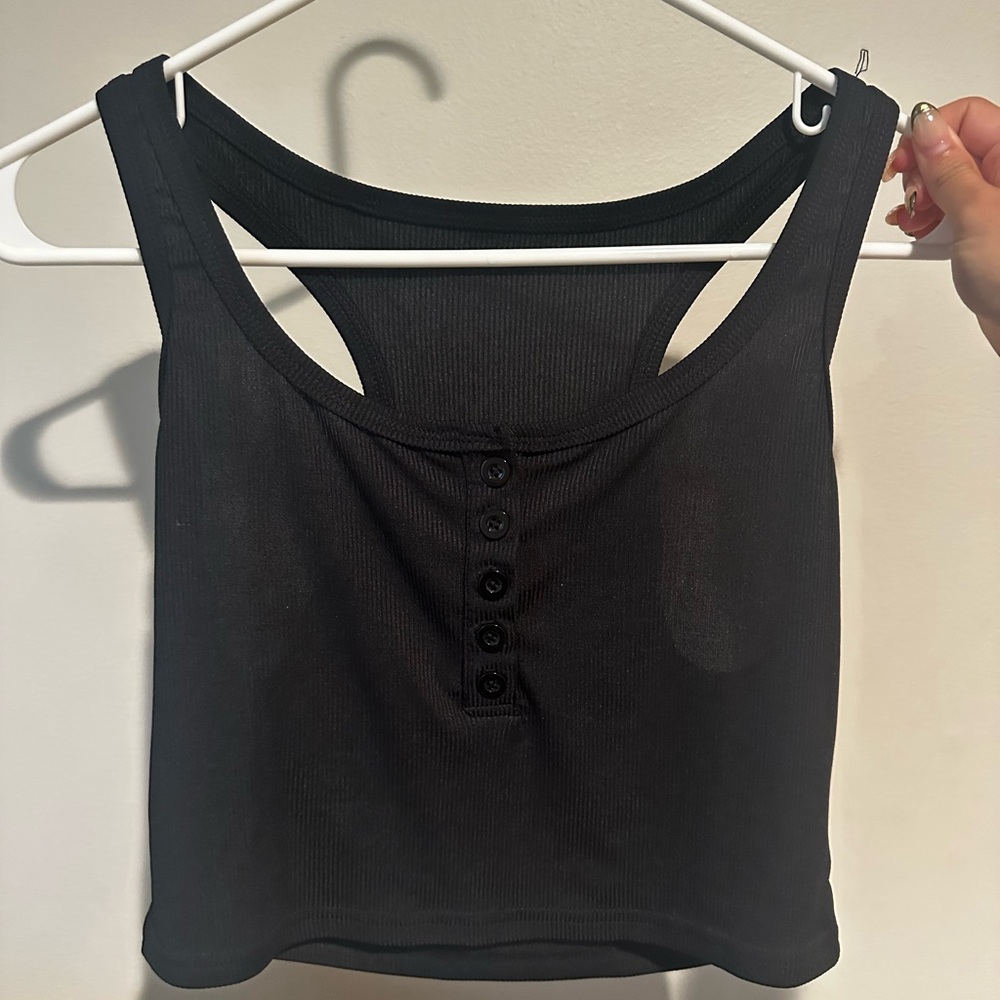 Black Ribbed Tank Top
